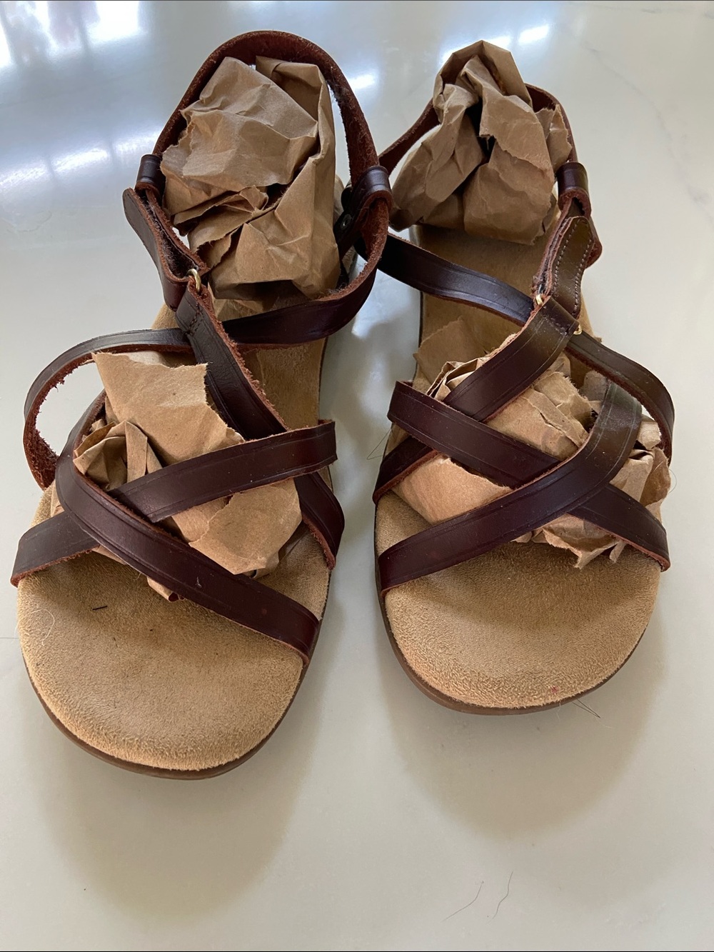 G.H. Bass & Co. Dark Brown Leather Strappy Sandals